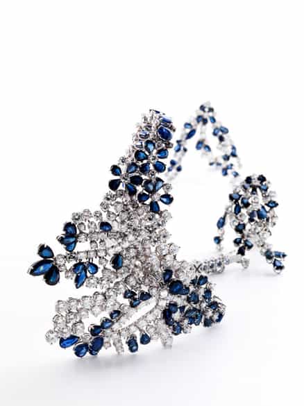 Detailabbildung: † Safir-Brillantcollier und Ohrringe