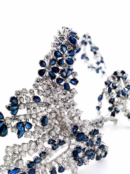 Detailabbildung: † Safir-Brillantcollier und Ohrringe