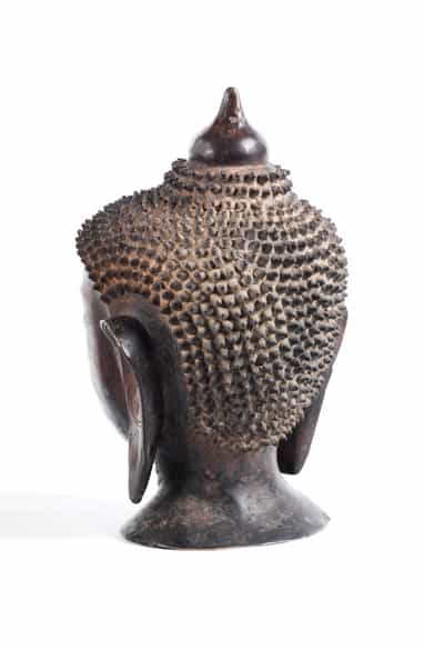 Detailabbildung: Buddhakopf in Bronze