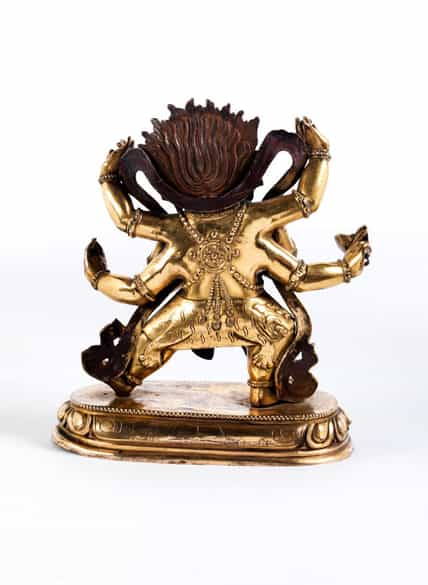 Detailabbildung: Bronzefigur der Gottheit Mahakala (Sadbhuja Mahahakala)