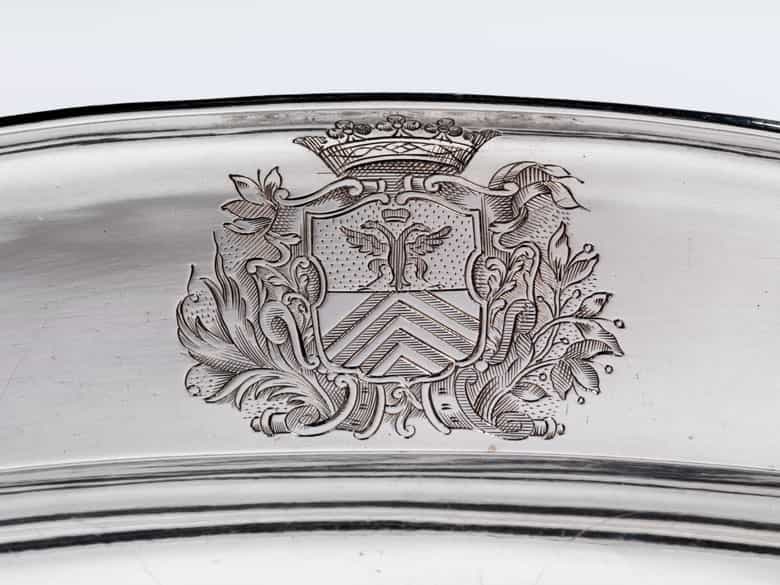 Detailabbildung: Paar Augsburger Silberplatten mit Wappengravur