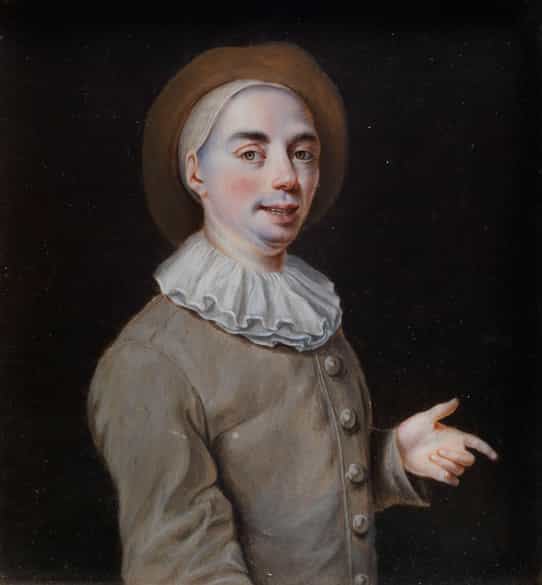 Detailabbildung: Miniaturportrait eines jungen Mannes in braun-grauem Wams mit Halskrause und Hut