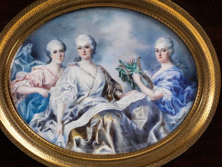 Detailabbildung: Miniatur-Gruppenportrait der drei Töchter Ludwigs XV.