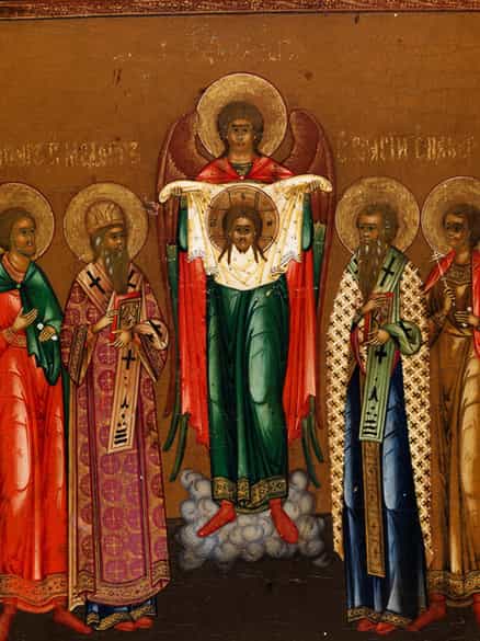 Detailabbildung: Ikone: Heilige mit dem Mandylion Christi