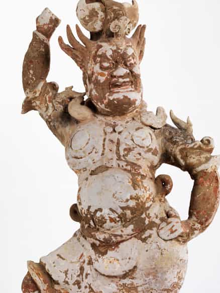 Detailabbildung: Paar gefasste Wächterfiguren