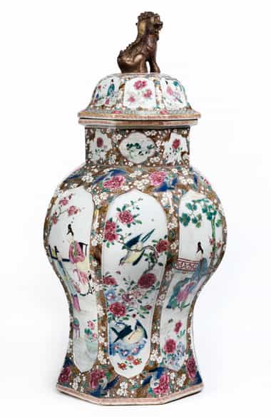 Detailabbildung: Große chinesische Porzellan-Deckelvase