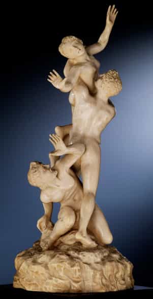 Detailabbildung: Elfenbein-Schnitzfigurengruppe „Raptatio 