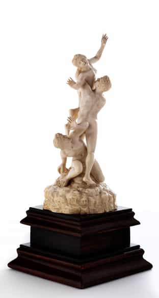 Detailabbildung: Elfenbein-Schnitzfigurengruppe „Raptatio 