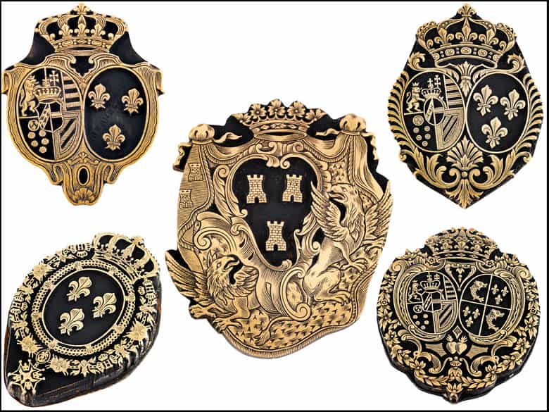 Detailabbildung: †Bedeutende Wappen europäischer Könige und Adeliger - 112 Stempel aus der Sammlung des königlichen Buchbinders