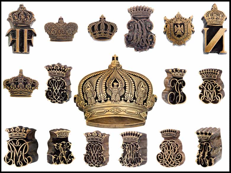 Detailabbildung: †Bedeutende Wappen europäischer Könige und Adeliger - 112 Stempel aus der Sammlung des königlichen Buchbinders
