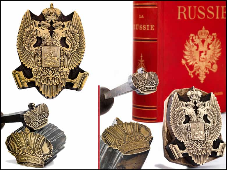 Detailabbildung: †Bedeutende Wappen europäischer Könige und Adeliger - 112 Stempel aus der Sammlung des königlichen Buchbinders