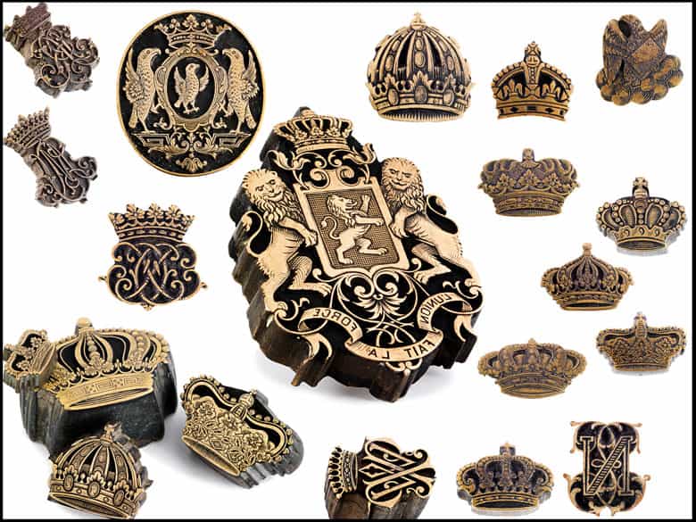 Detailabbildung: †Bedeutende Wappen europäischer Könige und Adeliger - 112 Stempel aus der Sammlung des königlichen Buchbinders