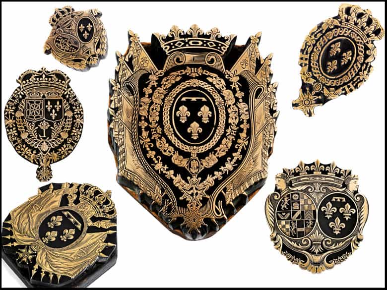 Detailabbildung: †Bedeutende Wappen europäischer Könige und Adeliger - 112 Stempel aus der Sammlung des königlichen Buchbinders