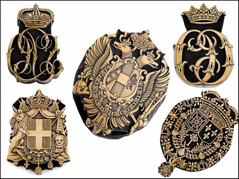 Detailabbildung: †Bedeutende Wappen europäischer Könige und Adeliger - 112 Stempel aus der Sammlung des königlichen Buchbinders