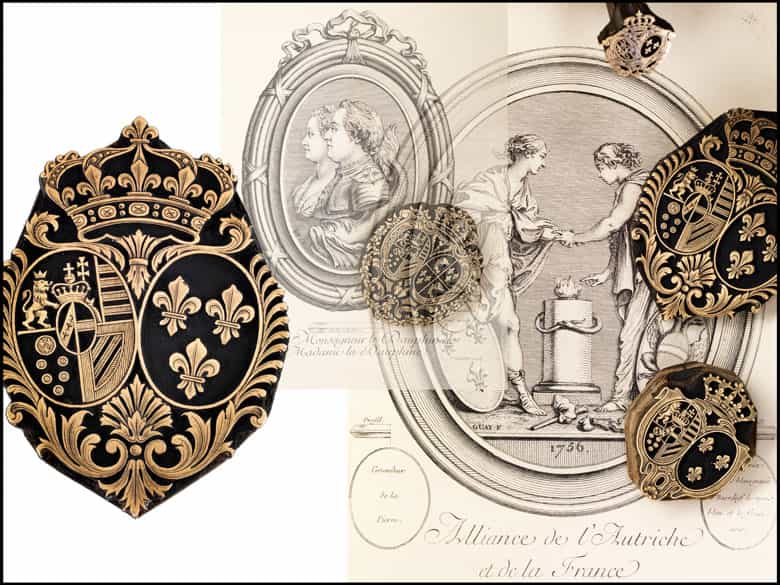Detailabbildung: †Bedeutende Wappen europäischer Könige und Adeliger - 112 Stempel aus der Sammlung des königlichen Buchbinders