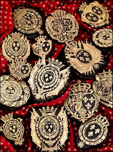 Detailabbildung: †Bedeutende Wappen europäischer Könige und Adeliger - 112 Stempel aus der Sammlung des königlichen Buchbinders