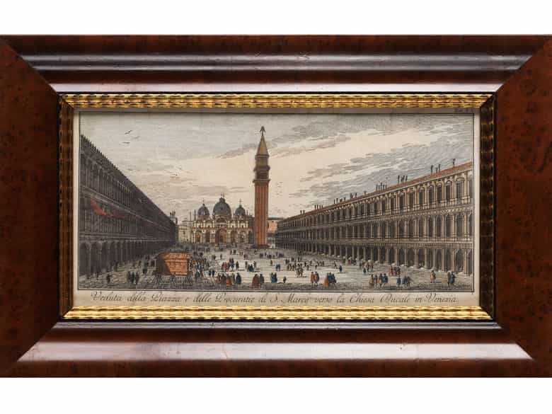 Detailabbildung: Paar kolorierte, italienische Stiche