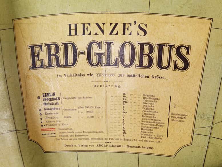 Detailabbildung: Seltener, außergewöhnlich großer Globus von Adolf Henze