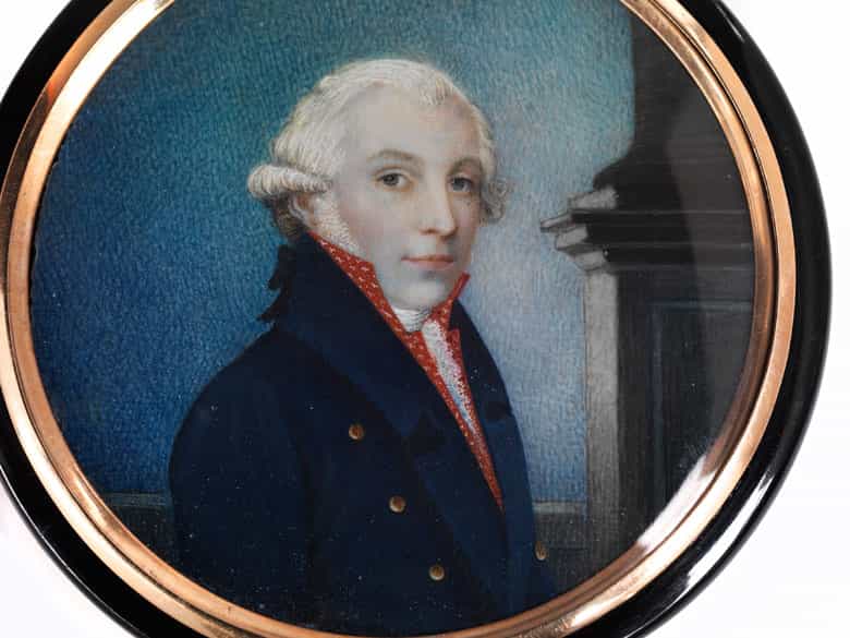 Detailabbildung: Runde Schildpattdose mit Miniaturportrait