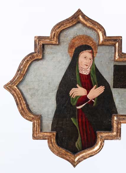 Detailabbildung: Bedeutendes sizilianisches Kreuz des ausgehenden 15. Jahrhunderts, Pietro Ruzzolone, um 1484 - 1522 in Palermo tätig, zug.