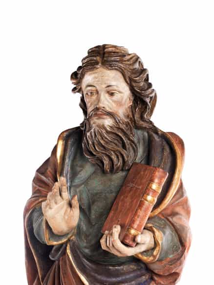 Detailabbildung: Schnitzfigur eines Evangelisten