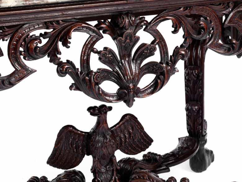 Detailabbildung: Höchst qualitätvoller Konsoltisch, „Table à gibier“