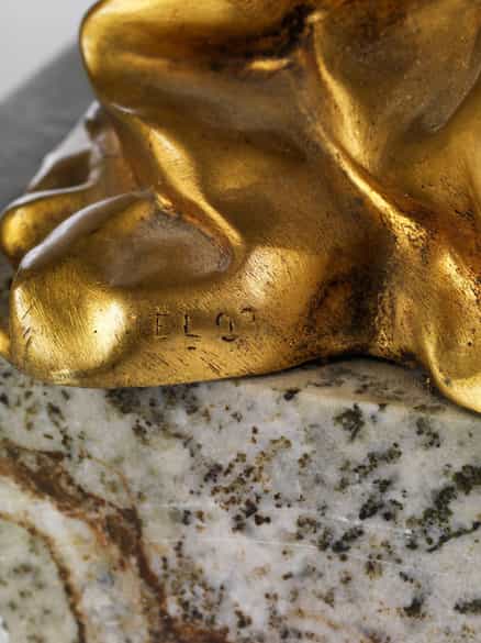 Detailabbildung: Jugendstil-Mädchenfigur in Bronze und Elfenbein