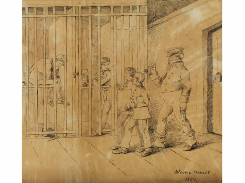 Detailabbildung: Insgesamt sieben gerahmte Lithografien