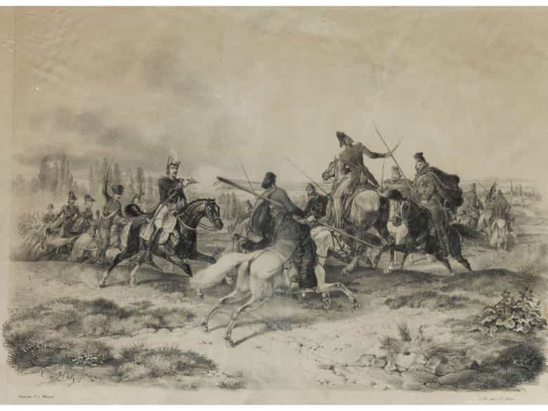 Detailabbildung: Insgesamt sieben gerahmte Lithografien