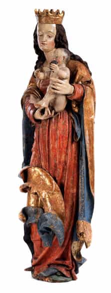 Detailabbildung: Lebensgroße Madonnenfigur der Donauschule aus der Werkstatt/ Umkreis von Hans Leinberger, um 1475/ 80 - 1531