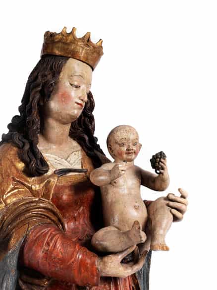 Detailabbildung: Lebensgroße Madonnenfigur der Donauschule aus der Werkstatt/ Umkreis von Hans Leinberger, um 1475/ 80 - 1531