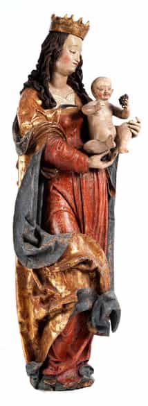 Detailabbildung: Lebensgroße Madonnenfigur der Donauschule aus der Werkstatt/ Umkreis von Hans Leinberger, um 1475/ 80 - 1531