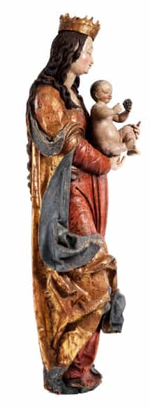 Detailabbildung: Lebensgroße Madonnenfigur der Donauschule aus der Werkstatt/ Umkreis von Hans Leinberger, um 1475/ 80 - 1531