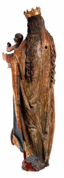 Detailabbildung: Lebensgroße Madonnenfigur der Donauschule aus der Werkstatt/ Umkreis von Hans Leinberger, um 1475/ 80 - 1531