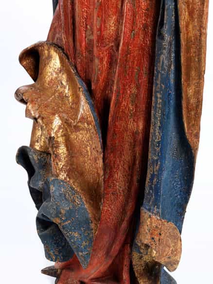 Detailabbildung: Lebensgroße Madonnenfigur der Donauschule aus der Werkstatt/ Umkreis von Hans Leinberger, um 1475/ 80 - 1531
