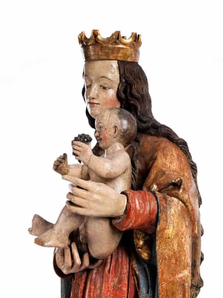 Detailabbildung: Lebensgroße Madonnenfigur der Donauschule aus der Werkstatt/ Umkreis von Hans Leinberger, um 1475/ 80 - 1531