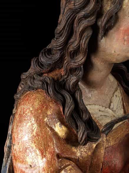 Detailabbildung: Lebensgroße Madonnenfigur der Donauschule aus der Werkstatt/ Umkreis von Hans Leinberger, um 1475/ 80 - 1531