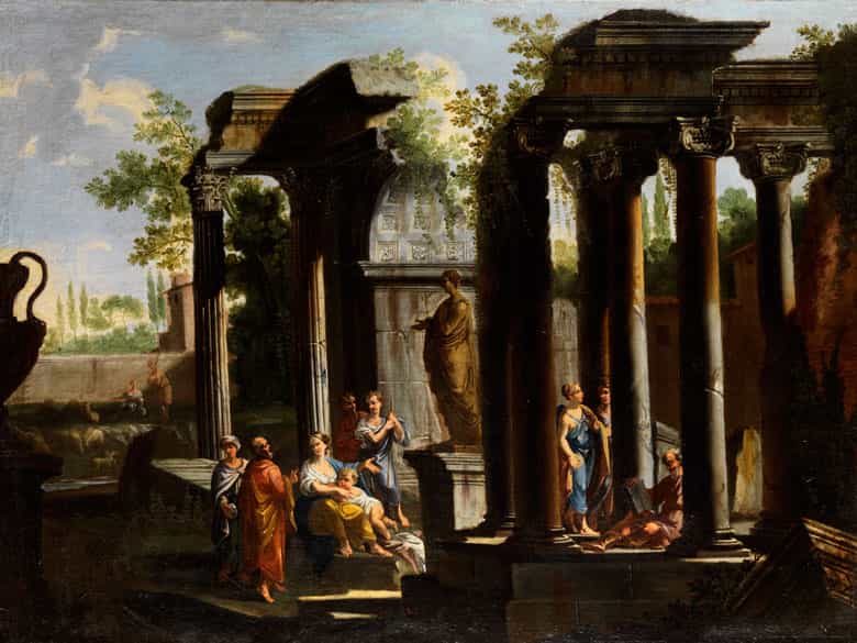 Detailabbildung: Italienischer Maler im Umkreis von Giovanni Ghisolfi, 1623 Milano – 1683, bzw. dessen Schüler Bernardo Rachetti, 1639 – 1702