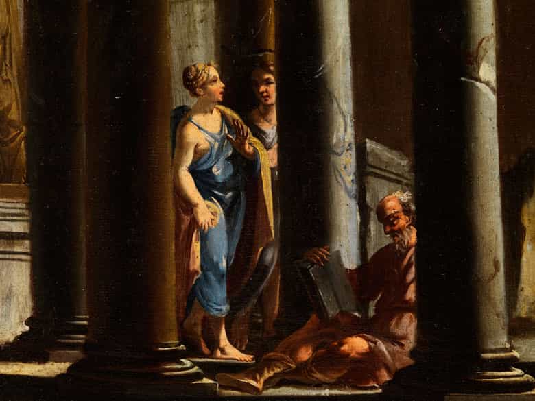 Detailabbildung: Italienischer Maler im Umkreis von Giovanni Ghisolfi, 1623 Milano – 1683, bzw. dessen Schüler Bernardo Rachetti, 1639 – 1702