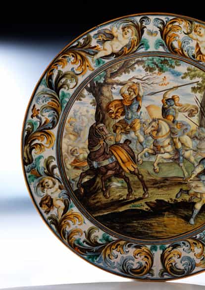 Detailabbildung: Große Castelli-Bildplatte von Carlo Antonio Grue, 1655 - 1723