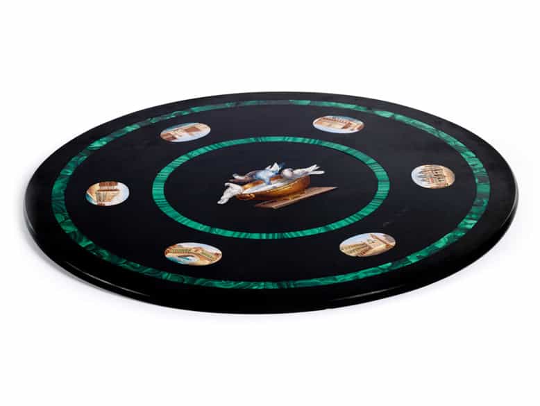 Detailabbildung: Pietra dura-Platte mit Mikromosaik