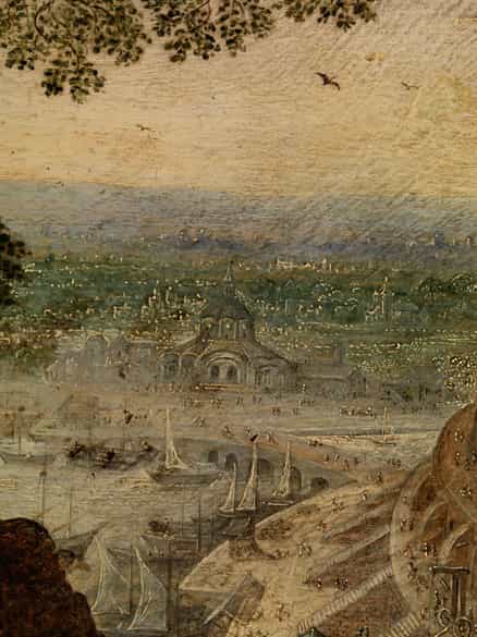 Detailabbildung: Lucas van Valkenborch, 1530 Loewen – 1597 Frankfurt am Main, zug. Flämischer Maler in der Nachfolge von Pieter Brueghel d. Ä.