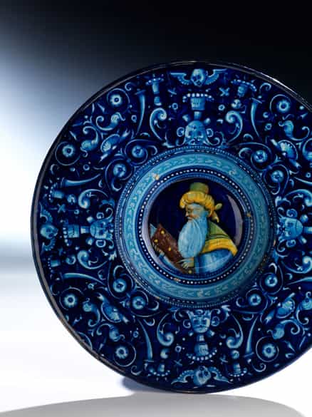 Detailabbildung: Bedeutender Majolika-Teller der Manufaktur Faenza