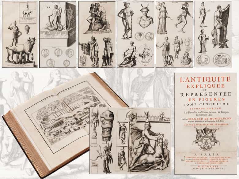 Detailabbildung: † Eine große Bibliothek mit 1054 Büchern des 18. Jahrhunderts aus der Zeit von König Louis XIV, Louis XV und Louis XVI