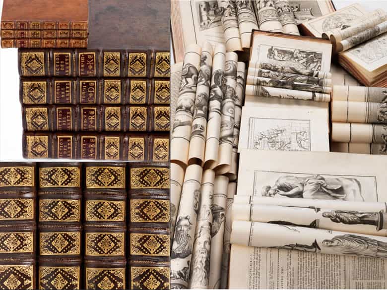 Detailabbildung: † Eine große Bibliothek mit 1054 Büchern des 18. Jahrhunderts aus der Zeit von König Louis XIV, Louis XV und Louis XVI