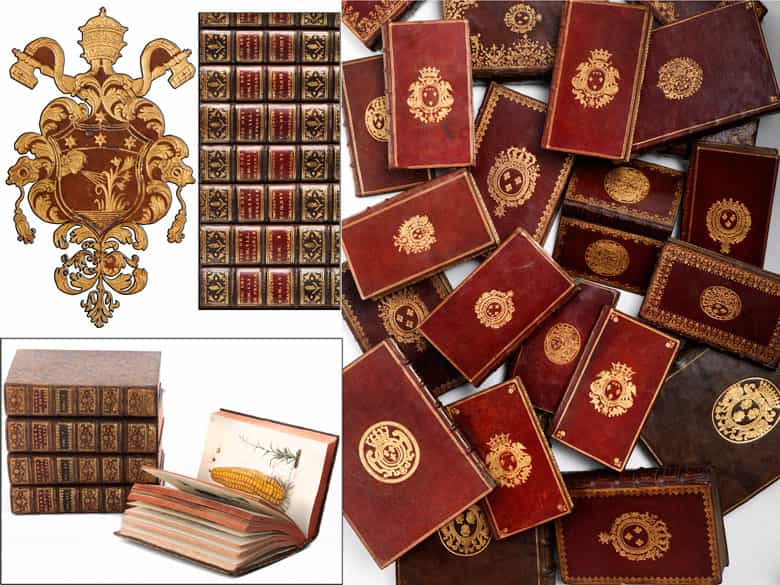 Detailabbildung: † Eine große Bibliothek mit 1054 Büchern des 18. Jahrhunderts aus der Zeit von König Louis XIV, Louis XV und Louis XVI