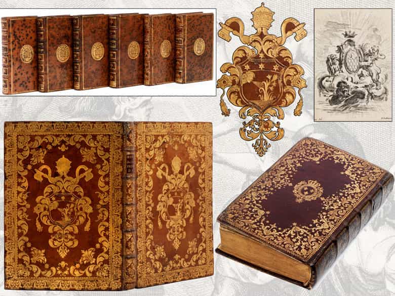 Detailabbildung: † Eine große Bibliothek mit 1054 Büchern des 18. Jahrhunderts aus der Zeit von König Louis XIV, Louis XV und Louis XVI