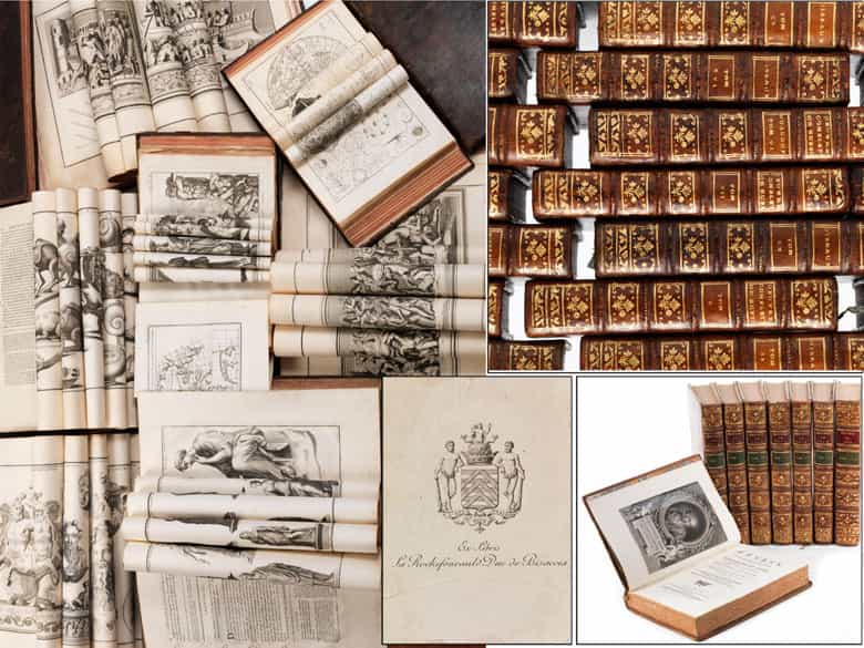 Detailabbildung: † Eine große Bibliothek mit 1054 Büchern des 18. Jahrhunderts aus der Zeit von König Louis XIV, Louis XV und Louis XVI