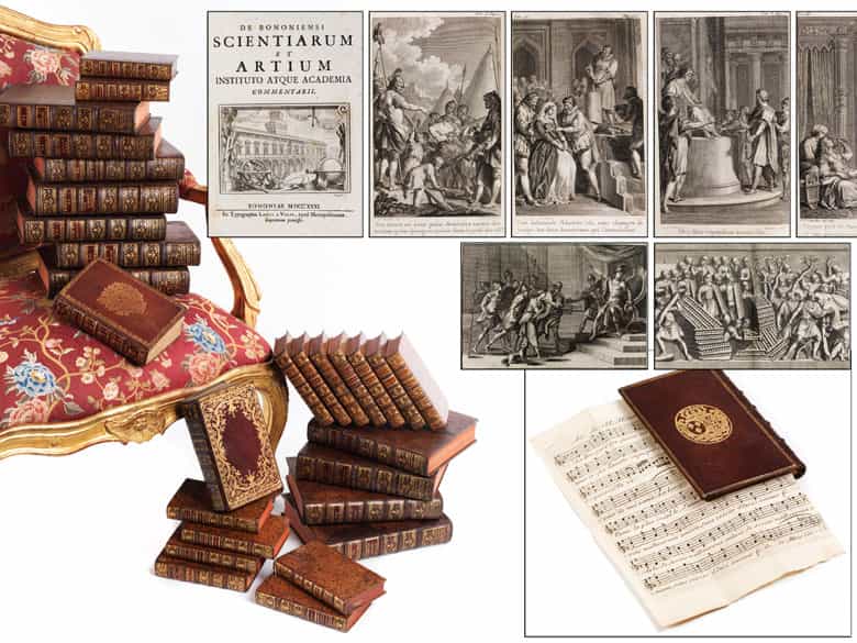Detailabbildung: † Eine große Bibliothek mit 1054 Büchern des 18. Jahrhunderts aus der Zeit von König Louis XIV, Louis XV und Louis XVI