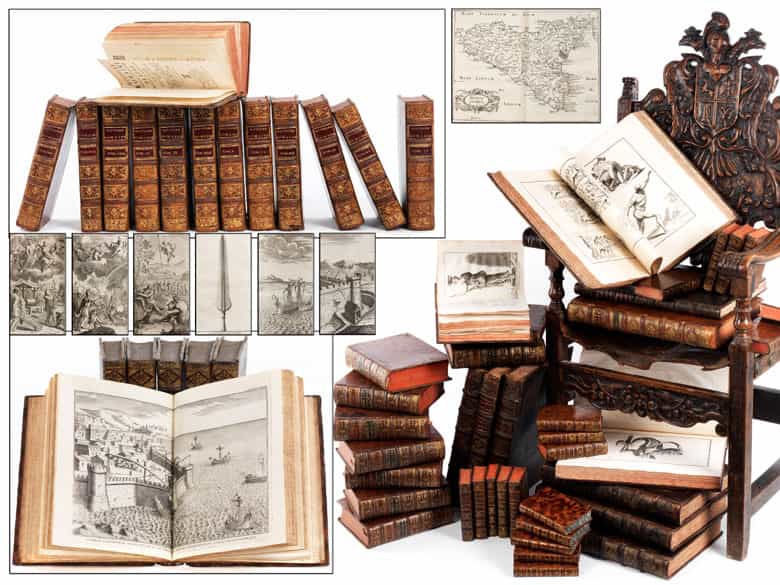 Detailabbildung: † Eine große Bibliothek mit 1054 Büchern des 18. Jahrhunderts aus der Zeit von König Louis XIV, Louis XV und Louis XVI